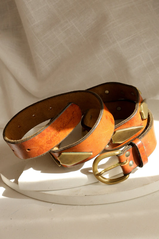 VINTAGE TAN STUDDED BELT M