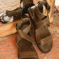 NEW - OLIVE LEATHER SANDALS 41