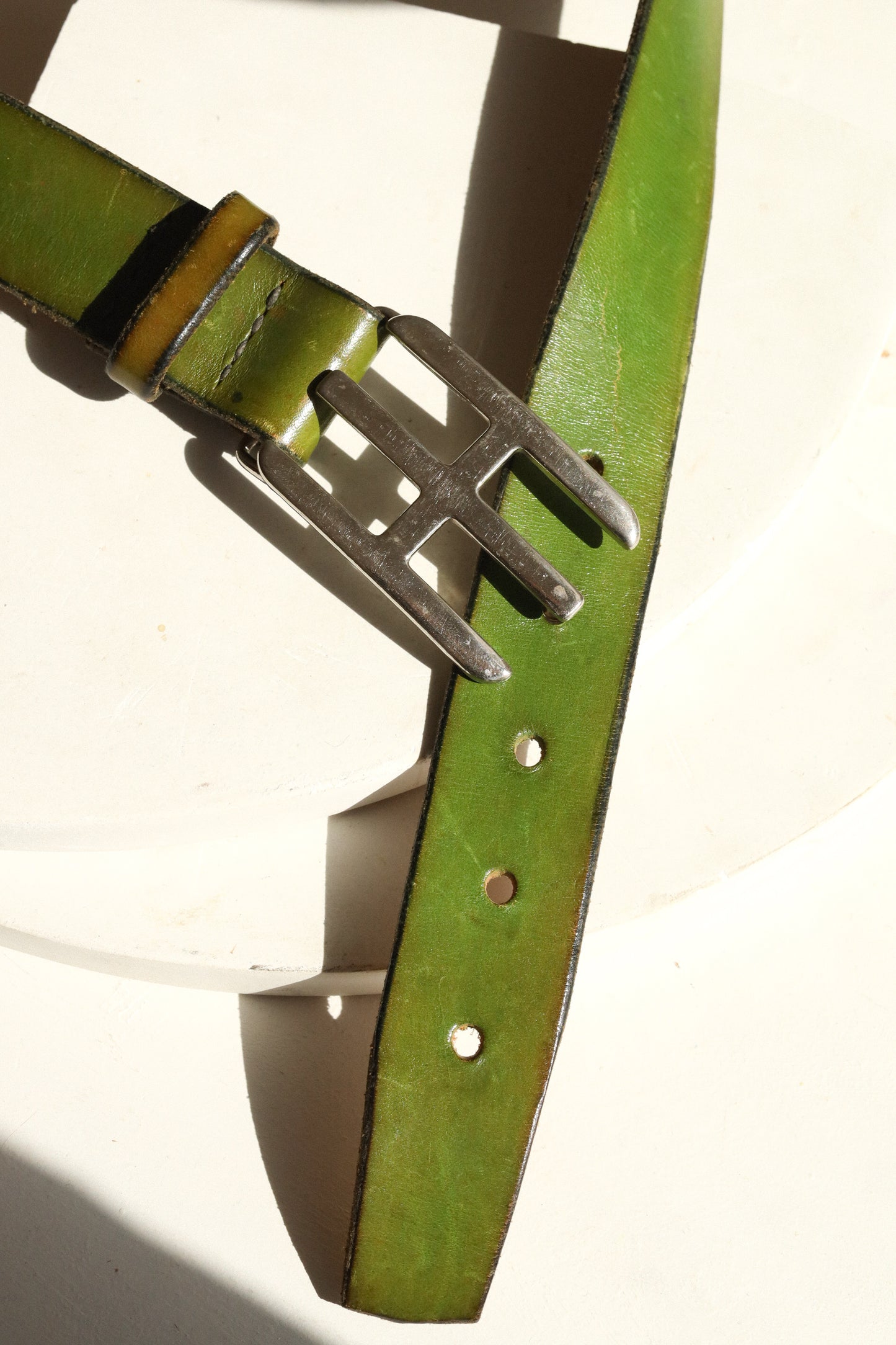 VINTAGE GREEN LEATHER BELT XS