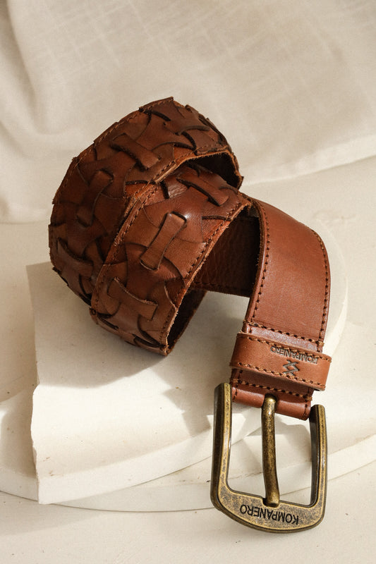 KOMPANERO COGNAC BRAIDED BELT