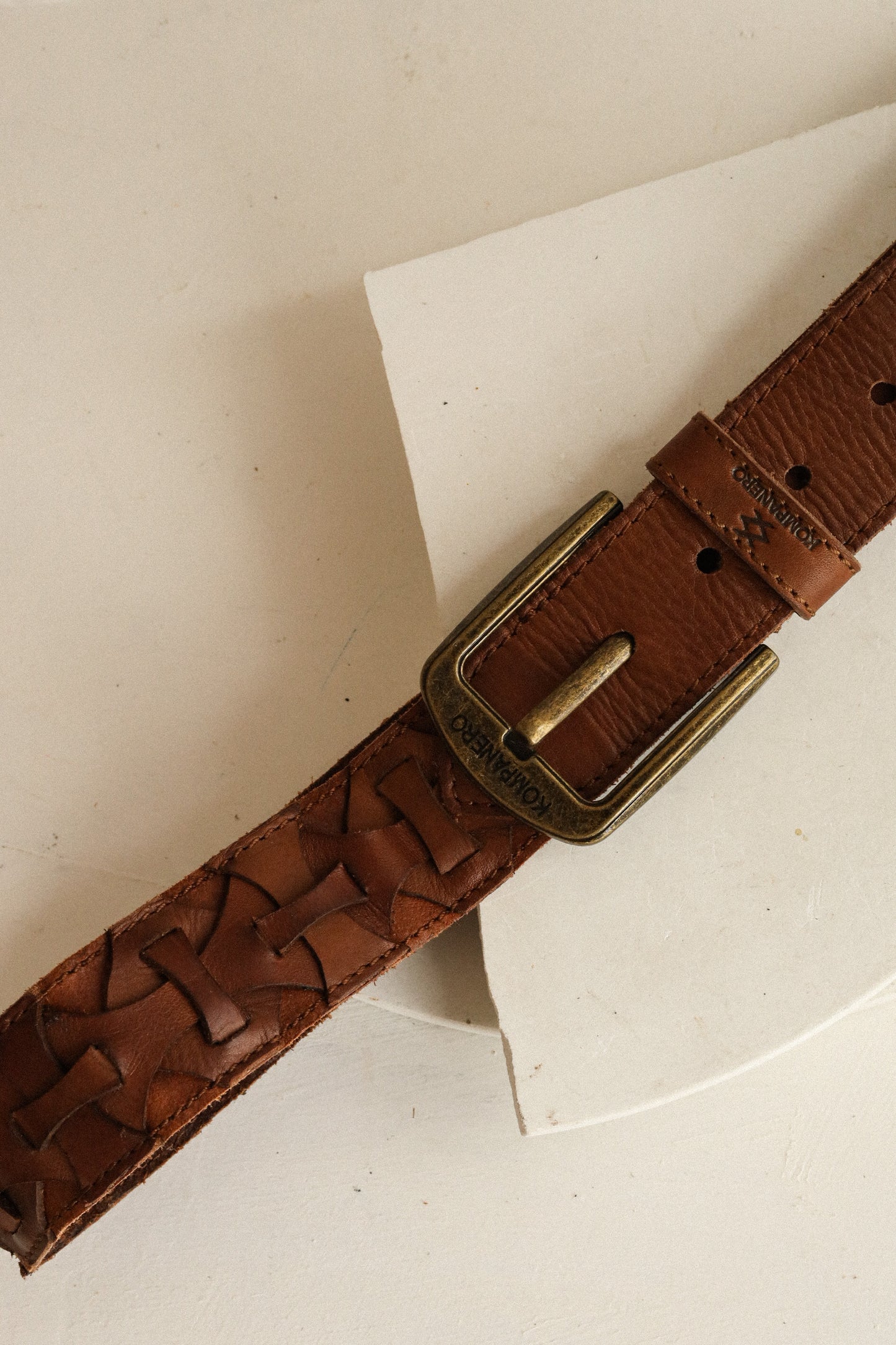 KOMPANERO COGNAC BRAIDED BELT