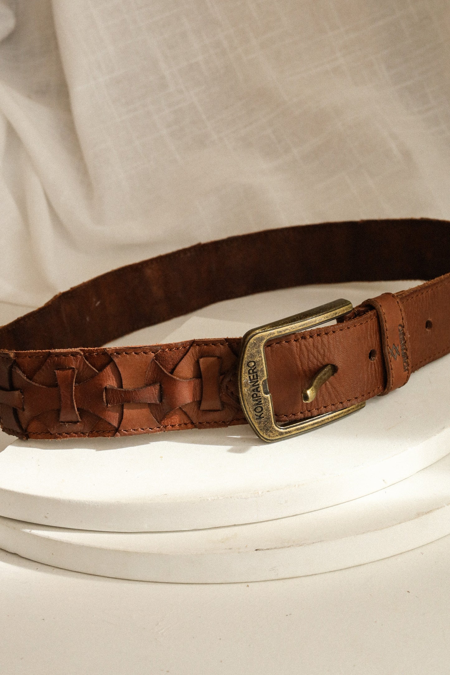 KOMPANERO COGNAC BRAIDED BELT