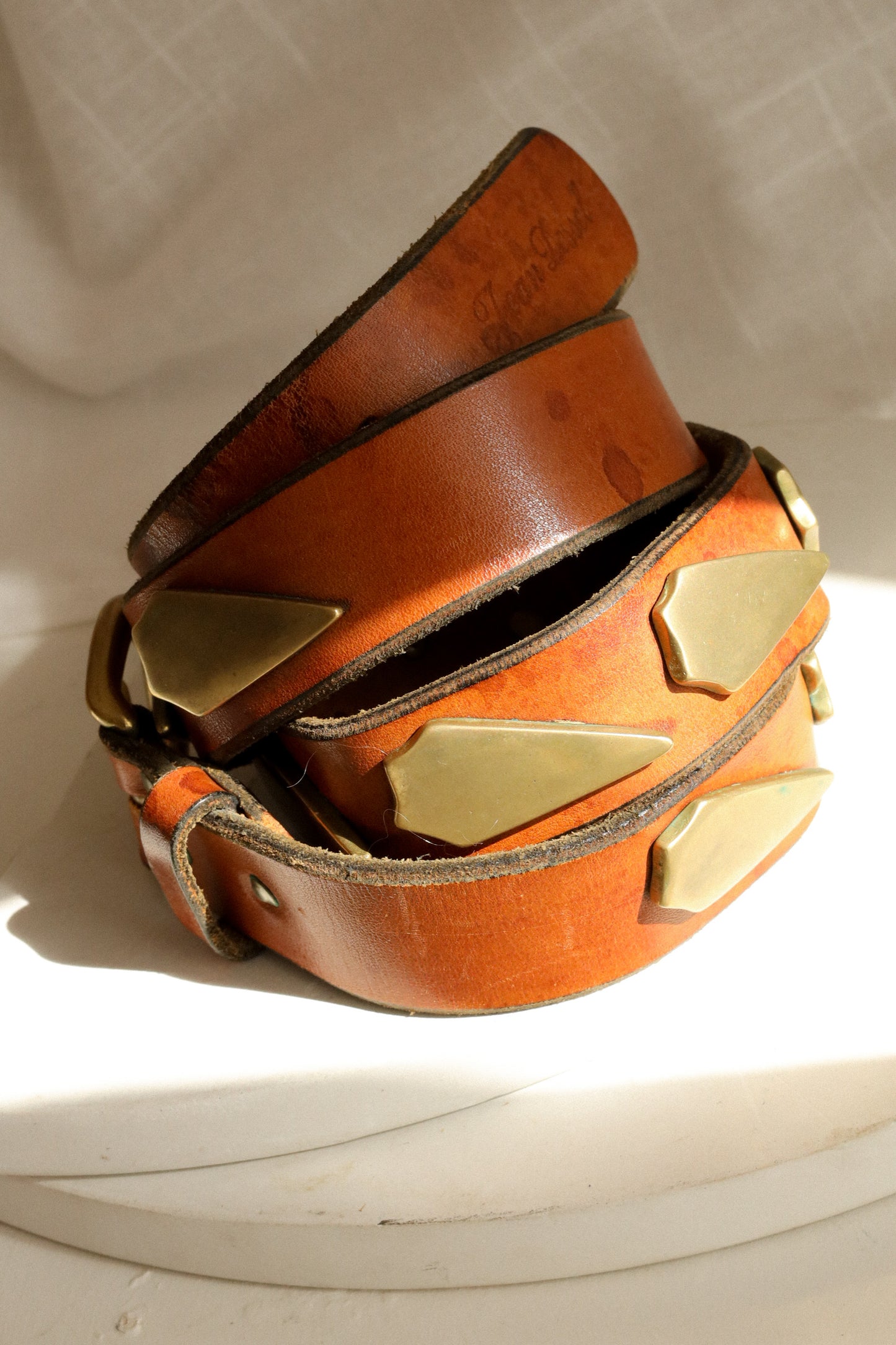 VINTAGE TAN STUDDED BELT M