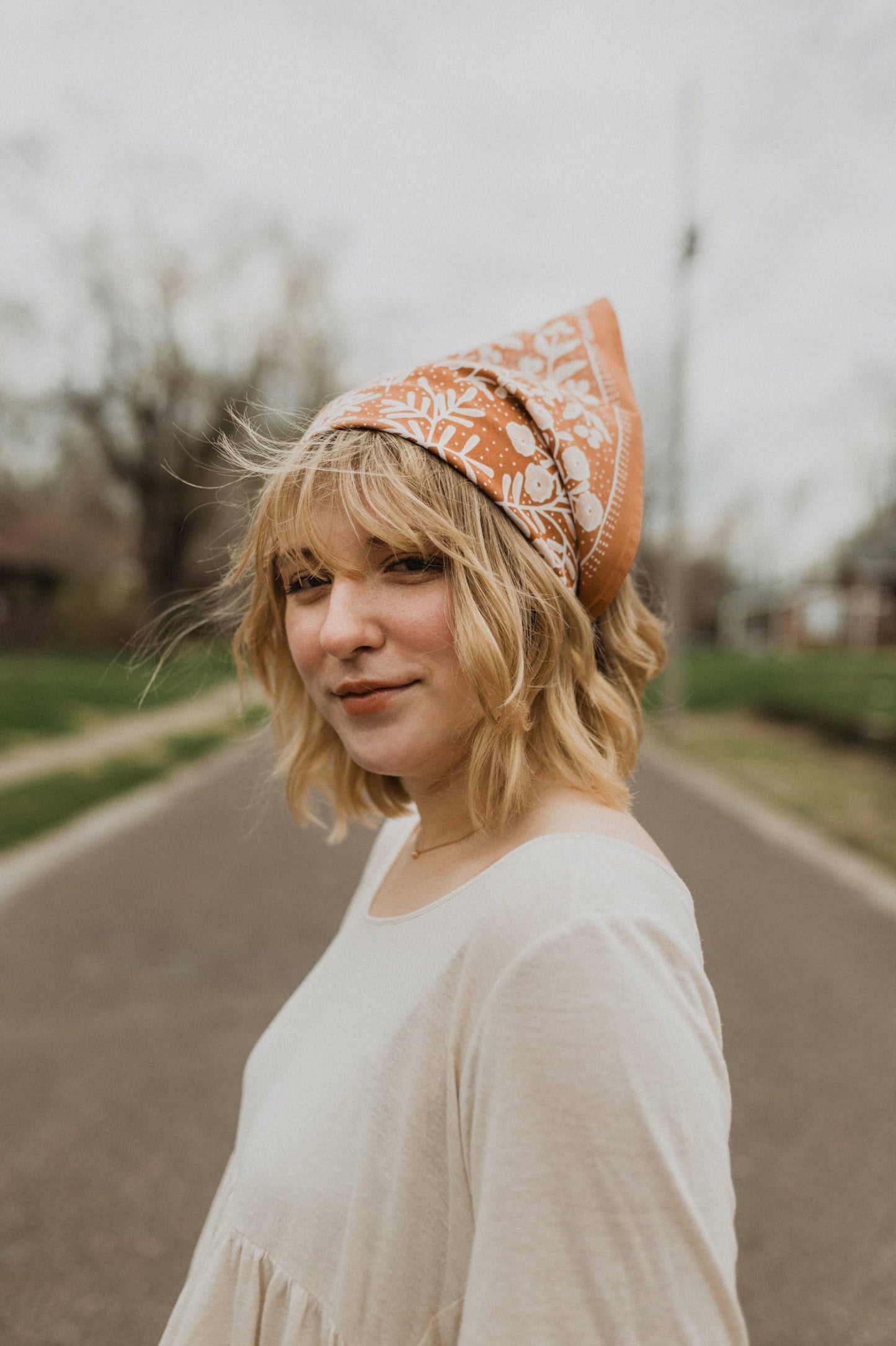 Folk Bandana, Copper Floral